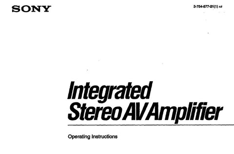 SONY TA-AV521 INTEGRATED STEREO AV AMPLIFIER OPERATING INSTRUCTIONS 12 PAGES ENG