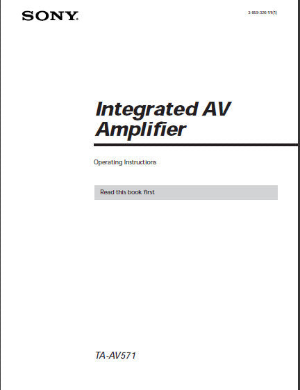 SONY TA-AV571 INTEGRATED AV AMPLIFIER OPERATING INSTRUCTIONS 20 PAGES ENG