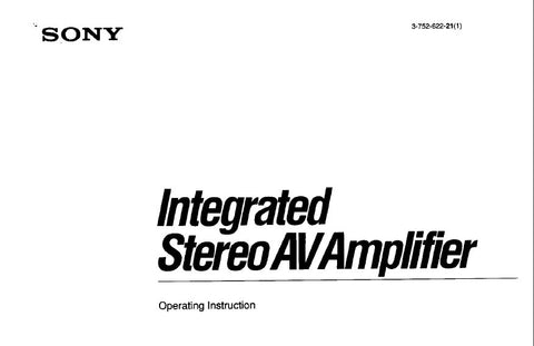 SONY TA-AV650 TA-AV650G INTEGRATED STEREO AV AMPLIFIER OPERATING INSTRUCTIONS 33 PAGES ENG