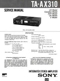 SONY TA-AX310 INTEGRATED STEREO AMPLIFIER SERVICE MANUAL 17 PAGES ENG
