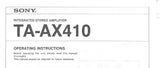 SONY TA-AX410 INTEGRATED STEREO AMPLIFIER OPERATING INSTRUCTIONS 12 PAGES ENG