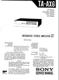SONY TA-AX6 INTEGRATED STEREO AMPLIFIER SERVICE MANUAL 28 PAGES ENG