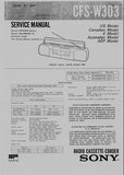 SONY CFS-W303 RADIO CASSETTE-CORDER SERVICE MANUAL INC SCHEM DIAGS 15 PAGES ENG