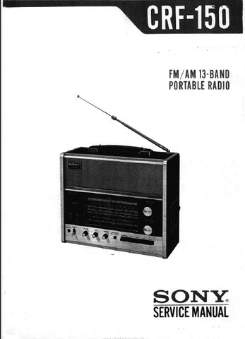 SONY CRF-150 FM AM  13 BAND PORTABLE  RADIO SERVICE MANUAL INC SCHEM DIAGS 45 PAGES ENG