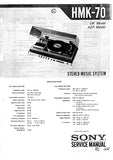 SONY HMK-70 STEREO MUSIC SYSTEM SERVICE MANUAL INC SCHEM DIAGS 70 PAGES ENG