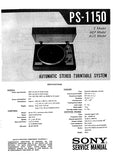 SONY PS-1150 AUTOMATIC STEREO TURNTABLE SYSTEM SERVICE MANUAL INC SCHEM DIAGS 14 PAGES ENG