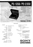 SONY PS-1350 PS-2350 TURNTABLE SYSTEM SERVICE MANUAL INC SCHEM DIAGS 12 PAGES ENG