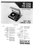 SONY PS-2250 TTS-2250 DIRECT DRIVE TURNTABLE SYSTEM SERVICE MANUAL INC SCHEM DIAGS 26 PAGES ENG