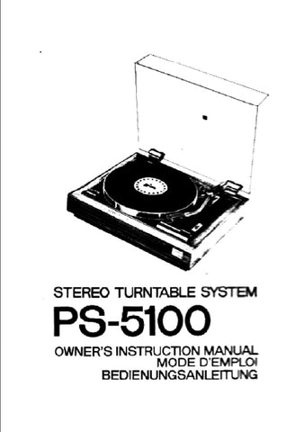 SONY PS-5100 STEREO TURNTABLE SYSTEM OWNERS INSTRUCTION MANUAL MODE D'EMPLOI BEDIENUNGSANLEITUNG 14 PAGES ENG FRANC DEUT