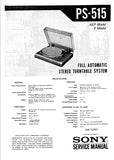 SONY PS-515 FULL AUTOMATIC STEREO TURNTABLE SYSTEM SERVICE MANUAL INC SCHEM DIAGS 30 PAGES ENG