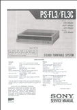 SONY PS-FL3 PS-FL3C STEREO TURNTABLE SYSTEM SERVICE MANUAL INC SCHEM DIAGS 42 PAGES ENG