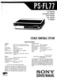 SONY PS-FL77 STEREO TURNTABLE SYSTEM SERVICE MANUAL INC SCHEM DIAGS 38 PAGES ENG