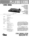 SONY PS-LX100 PS-LX285 PS-LX110 PS-LX295 STEREO TURNTABLE SYSTEM SERVICE MANUAL INC SCHEM DIAGS 10 PAGES ENG