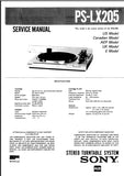 SONY PS-LX205 STEREO TURNTABLE SYSTEM SERVICE MANUAL INC SCHEM DIAGS 12 PAGES ENG