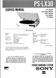 SONY PS-LX30 STEREO TURNTABLE SYSTEM SERVICE MANUAL INC SCHEM DIAGS 28 PAGES ENG