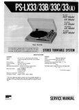 SONY PS-LX33 PS-LX33B PS-LX33C PS-LX33A STEREO TURNTABLE SYSTEM SERVICE MANUAL INC SCHEM DIAGS 44 PAGES ENG