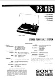 SONY PS-X65 STEREO TURNTABLE SYSTEM SERVICE MANUAL INC SCHEM DIAGS 46 PAGES ENG