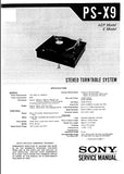 SONY PS-X9 STEREO TURNTABLE SYSTEM SERVICE MANUAL INC SCHEM DIAGS 46 PAGES ENG