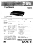 SONY X0-D50 ST-D50L DXA-D50 COMPACT HIFI STEREO SYSTEM SERVICE MANUAL INC SCHEM DIAGS 44 PAGES ENG