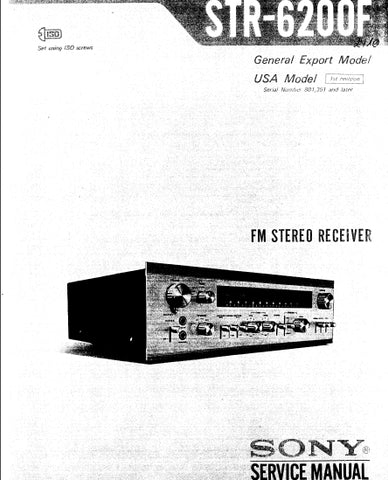 SONY STR-6200F FM STEREO RECEIVER SERVICE MANUAL INC SCHEMATIC DIAGRAMS 68 PAGES ENG