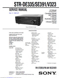 SONY STR-DE335 STR-SE391 STR-V323 FM STEREO FM AM RECEIVER SERVICE MANUAL INC SCHEMATIC DIAGRAMS 45 PAGES ENG