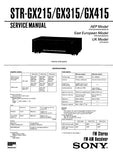 SONY STR-GX215 STR-GX315 STR-GX415 FM STEREO FM AM RECEIVER SERVICE MANUAL INC SCHEMATIC DIAGRAMS 31 PAGES ENG