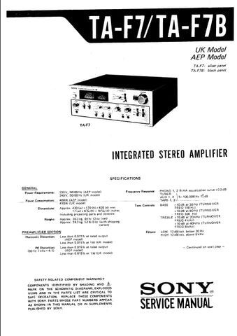 SONY TA-F7 TA-F7B INTEGRATED STEREO AMPLIFIER SERVICE MANUAL 32 PAGES ENG
