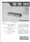 SONY TAE-20F TAE-20FB STEREO PREAMPLIFIER SERVICE MANUAL 12 PAGES ENG