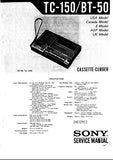 SONY TC-150/BT-50 CASSETTE-CORDER SERVICE MANUAL INC SCHEM DIAGS 26 PAGES ENG