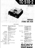 SONY TC-510-2 PORTABLE  STEREO TAPE DECK SERVICE MANUAL INC SCHEM DIAGS 24 PAGES ENG
