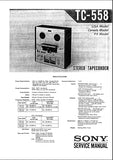 SONY TC-558 4 TRACK STEREO REEL TO REEL TAPECORDER SERVICE MANUAL INC SCHEM DIAGS 50 PAGES ENG