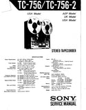 SONY TC-756 TC-756-2 STEREO REEL TO REEL TAPECORDER SERVICE MANUAL INC SCHEM DIAGS 46 PAGES ENG