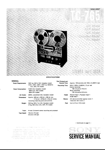 SONY TC-765 STEREO TAPE DECK SERVICE MANUAL INC SCHEM DIAGS 62 PAGES ENG