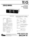 SONY TC-C5 STEREO CASSETTE DECK SERVICE MANUAL INC SCHEM DIAGS 58 PAGES ENG