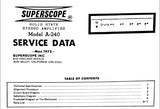 SUPERSCOPE A-240 SOLID STATE STEREO AMPLIFIER SERVICE DATA INC PCBS SCHEM DIAG AND PARTS LIST 8 PAGES ENG