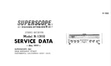 SUPERSCOPE R-1302 AM FM STEREO RECEIVER SERVICE DATA INC PCBS CONN DIAG SCHEM DIAG AND PARTS LIST 20 PAGES ENG