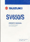 SUZUKI SV650/S 2ND GENERATION MOTORCYCLE OWNERS MANUAL 111 PAGES ENG