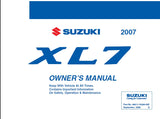 SUZUKI XL7 MOTOR CAR OWNERS MANUAL 274 PAGES ENG