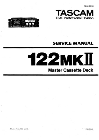 TASCAM 122MKII MASTER CASSETTE DECK SERVICE MANUAL INC SCHEM DIAGS 51 PAGES ENGLISH