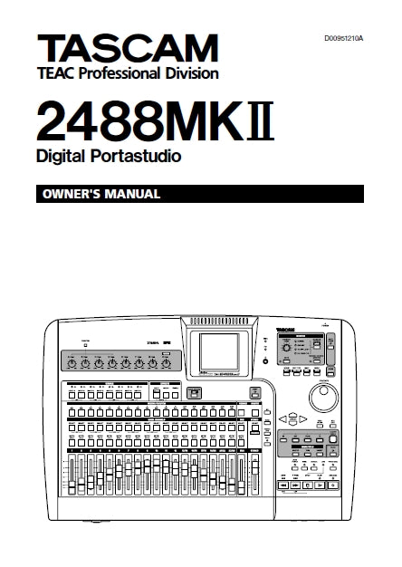 TASCAM 2488MKII DIGITAL PORTASTUDIO OWNER'S MANUAL INC BLOCK DIAGRAM AND LEVEL DIAGRAM 116 PAGES ENG