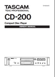 TASCAM CD-200 CD PLAYER OWNER'S MANUAL 28 PAGES ENGLISH