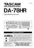 TASCAM DA-78HR DIGITAL MULTITRACK RECORDER OWNER'S MANUAL 78 PAGES ENGLISH