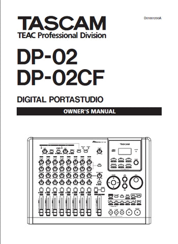 TASCAM DP-02 DP-02CF DIGITALPORTASTUDIO OWNER'S MANUAL INC BLOCK DIAGRAM 80 PAGES ENG