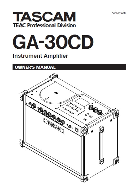 TASCAM GA-30CD INSTRUMENT AMPLIFIER OWNER'S MANUAL 24 PAGES ENGLISH