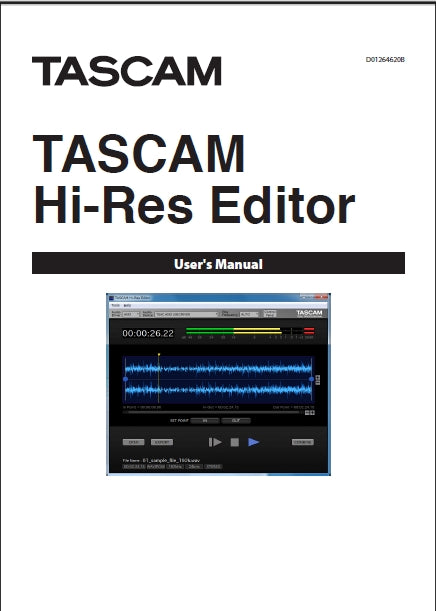 TASCAM HI-RES EDITOR USERS MANUAL 14 PAGES ENGLISH