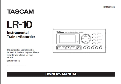 TASCAM  LR-10 INSTRUMENTAL TRAINER/RECORDER OWNER'S MANUAL 100 PAGES ENGLISH