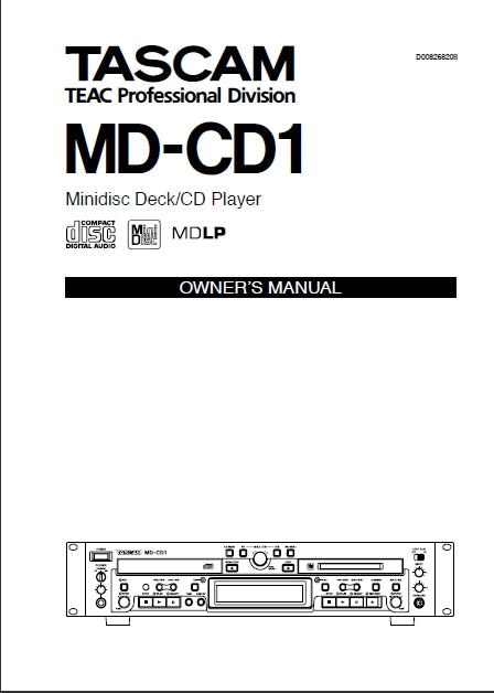TASCAM MD-CD1 MINIDISC DECK/CD PLAYER OWNER'S MANUAL 56 PAGES ENGLISH