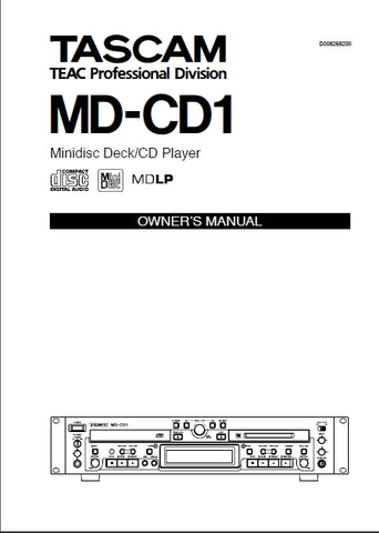 TASCAM MD-CD1 MINIDISC DECK/CD PLAYER OWNER'S MANUAL 56 PAGES ENGLISH