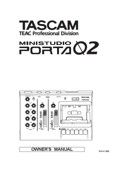 TASCAM PORTA 02 MINISTUDIO OWNER'S MANUAL 24 PAGES ENGLISH