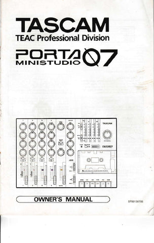 TASCAM PORTA 07 MINISTUDIO OWNER'S MANUAL 30 PAGES ENGLISH